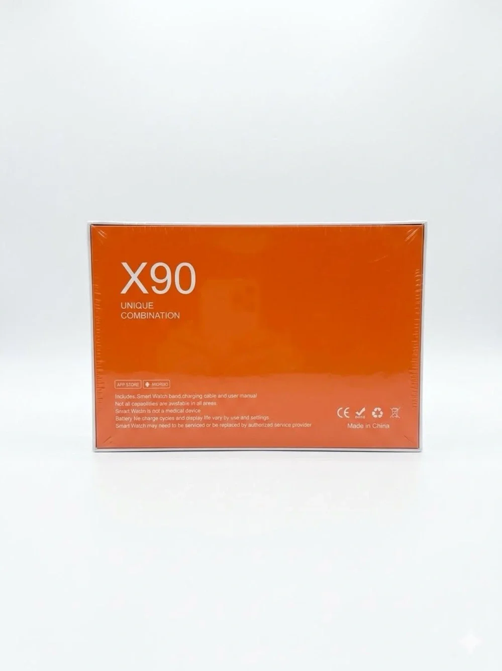 X90 Smartwatch with Orange Band and White Earbuds - Titanium Case 49MM